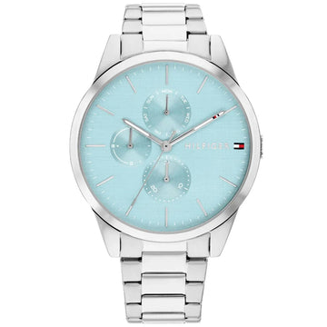 Γυναικείο ρολόι Tommy Hilfiger Juliette 1782767 με ασημί ατσάλινο μπρασελέ και γαλάζιο καντράν 38mm.